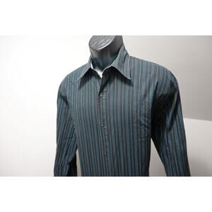 Pop Icon Dress Shirt Striped Long Sleeve Made in USA Button Up Mens Size XL